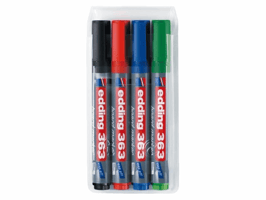 Viltstift edding 363 whiteboard schuin 1-5mm assorti set à 4 stuks
