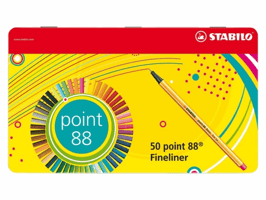 Fineliner STABILO point 88/50 fijn assorti blik à 50 stuks