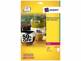 Etiket Avery L4775-20 210x297mm polyester wit 20stuks