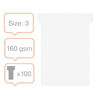 Nobo T-planbordkaarten index 3, ft 120 x 92 mm, wit