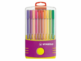 Viltstift STABILO Pen 68/20 ColorParade in antraciet/roze etui medium assorti etui à 20 stuks