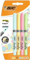 Markeerstift Bic grip etui à 4 stuks assorti pastel
