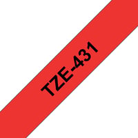 P-Touch TZE labeltapes Zwart op rood TZE-431 12 mm
