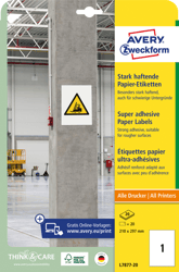 Etiket Avery Zweckform L7877-20 210x297mm 20 etiketten