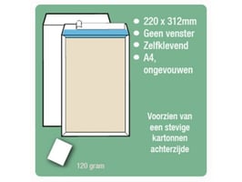 Staples Zakelijke envelop, 312 x 220 mm, zelfklevend, spierwit (pak 25 stuks)