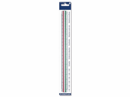 Staedtler Mars® 561-reductieschaalliniaal, schalen: 1:100, 1:200, 1:250, 1:300, 1:400, 1:500, kleurgecodeerd, 30 cm