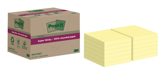 Memoblok 3M Post-it 654 RSS12CY 76mmX76mm geel