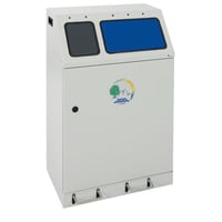 Afvalbak voor kringloopmateriaal, staal inhoud 60 + 30 l DUPLEX, 2 binnenemmers, met voetpedaal