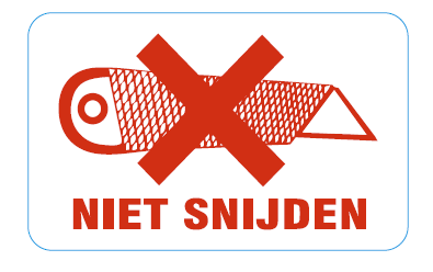 Waarschuwingsetiket NIET SNIJDEN 80mm x 50mm Wit papier + rode opdruk 1000 st. p/rol
