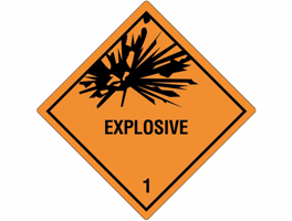 Gevarenetiket A94, 100X100mm oranje opdruk zwart. Klasse 1 Explosive
