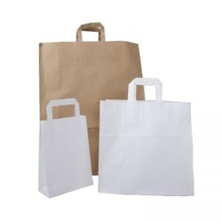 Papieren draagtas met platte handgreep 26+12x36cm, 80 grams, kleur bruin artikel afbeelding