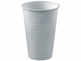 Kunststof drinkbeker 180cc Wit, diameter 7x 8,3cm , gewicht: 2,9 gram (doos 3000 stuks)