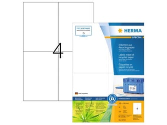 HERMA Etiketten Gerecycled Papier 105 x 148 mm Wit (1 pak x 320 stuks)