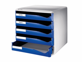 Ladenblok Leitz A4 5 laden blauw/wit