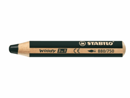 Kleurpotloden STABILO 880 woody 3 in 1 multitalent zwart