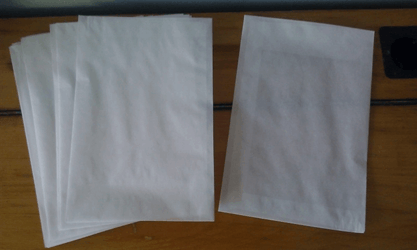 Pergamijn zakje 162x230mm + 20mm open klep, Gegomd artikel afbeelding