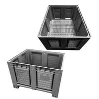 Palletcontainer van HDPE l x b x h = 1200x1000x790 mm, 4 voeten, met sleuven, grijs artikel afbeelding