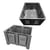 Palletcontainer van HDPE l x b x h = 1200x1000x790 mm, 4 voeten, met sleuven, grijs artikel afbeelding