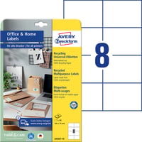 Etiket Avery Zweckform LR3427-10 105x74 mm recycled wit 80stuks