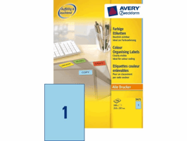 Etiket Avery Zweckform 3471 210x297mm A4 blauw 100stuks