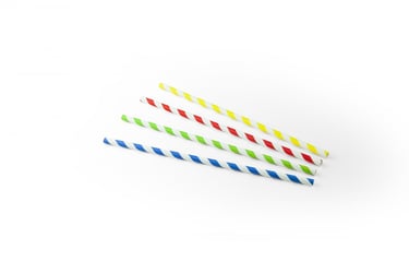 Drinkrietje papier (FSC®) streep assorti, ø 6 mm / 23cm