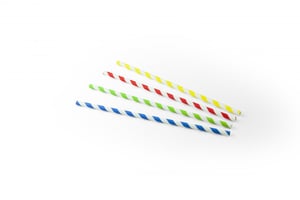 Drinkrietje papier (FSC®) streep assorti, ø 6 mm / 23cm