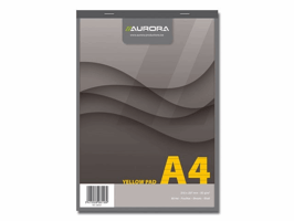 AURORA Yellow pad schrijfblok A4 gelijnd, 4-gaats (blok 80 vel)