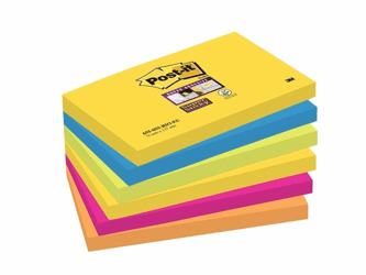 Post-it® Super Sticky Rio 76 x 127 mm, neongeel, mediterraan blauw, neongroen, fuchsia en neonoranje (pak 6 blokken) artikel afbeelding