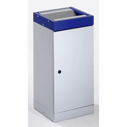 Afvalbakken voor kringloopmateriaal met tuimeldeksel apart, inhoud 70 l dekselkleur blauw / blank aluminiumkleurig