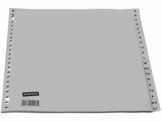 Staples Tabbladen grijs kunststof 23 rings, A4, bedrukte tabs, A-Z (set 20 vel) artikel afbeelding