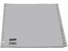 Staples Tabbladen grijs kunststof 23 rings, A4, bedrukte tabs, A-Z (set 20 vel)