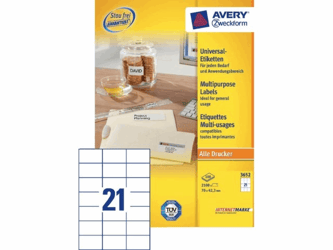 ETIKET AVERY ZWECK 3652 70X42.3MM 2100ST artikel afbeelding