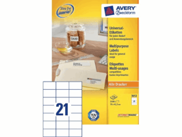 Etiket Avery Zweckform 3652 70x42.3mm wit 2100stuks