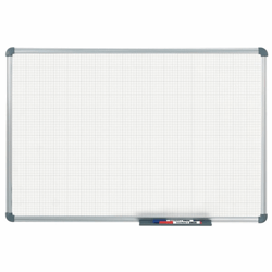 Geruit wandbord, wit raster 10x10 / 50x50 mm b x h = 1200x900 mm