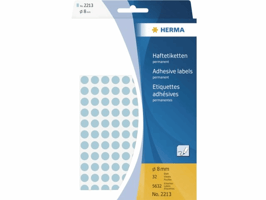 Etiket HERMA 2213 rond 8mm blauw 5632stuks
