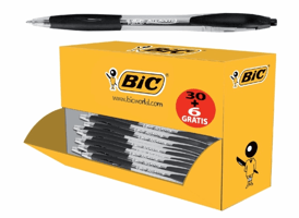 Balpen Bic Atlantis classic grip clic medium zwart valuepack 30+6 gratis
