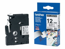 Brother TZe-N231 Tape, Niet Gelamineerd, 12 mm x 8 m, Zwart op Wit