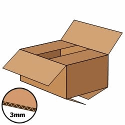 Kartonnen doos 250x185x115 mm, bruin, enkelgolf 3 mm, Fefco 0201 [Pallet] artikel afbeelding