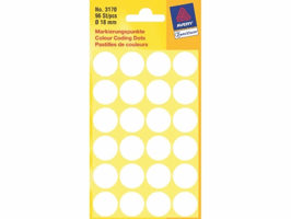 Etiket Avery Zweckform 3170 rond 18mm wit 96stuks