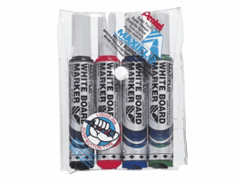 Viltstift Pentel MWL5M Maxiflo whiteboard rond 3mm assorti set à 4 stuks