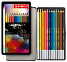 Kleurpotloden STABILO CarbOthello kalkpastel assorti blik à 12 stuks