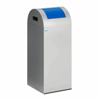 Zelfdovende afvalbak voor kringloopmateriaal inhoud 60 l, b x h x d = 320x800x320 mm antiekzilver, klep blauw