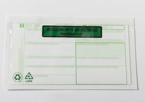 Zelfklevende Paklijst Enveloppen LDPE 60% Recycled, DL, 225x122, Documents enclosed (groen zwarte print)