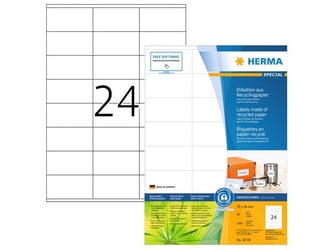 HERMA Etiketten Gerecycled Papier 70 x 36 mm Wit (1 pak x 1920 stuks)