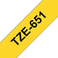 P-Touch TZE labeltapes Zwart op geel TZE-651 24 mm