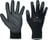 Naadloos rondgebreide polyester handschoenen met een gedipte PU palmcoating en manchet. artikel afbeelding