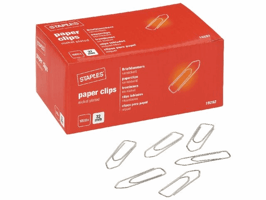 Staples Paperclips Vernikkeld, hoekige vorm, 32 mm (pak 1000 stuks)