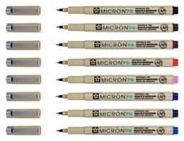 Fineliner Sakura pigma micron 0.4mm blister à 8 stuks assorti