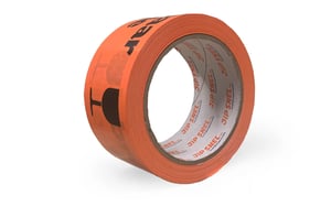 Waarschuwingstape PVC 50mmx66m. Opdruk: Breekbaar / Fragile. Dikte 37my. Kleur oranje/zwart