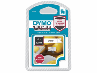 Dymo 1978364 D1 Duurzame labelcassette, zwart op wit, 12 mm x 5,5 m artikel afbeelding